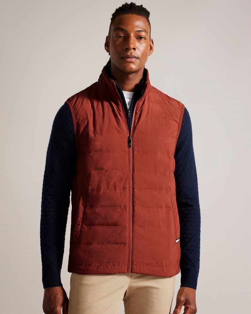 Dark Orange Ted Baker Newwark Padded Funnel Neck Gilet Jackets | US0000272