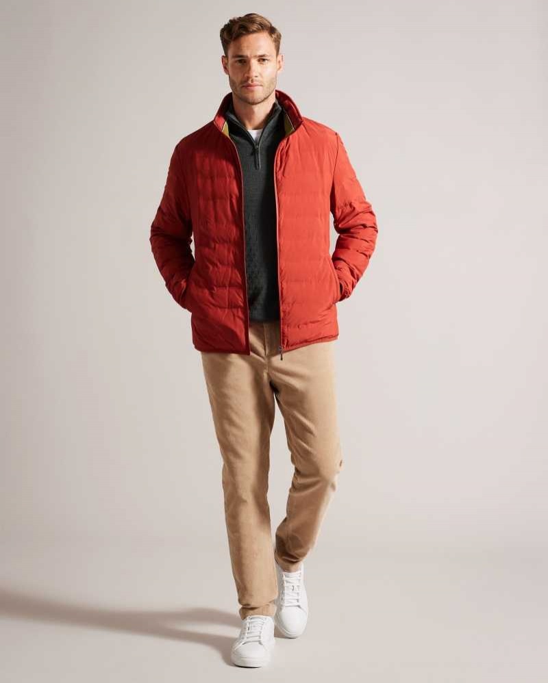 Dark Orange Ted Baker Tucson Slim Quilt Puffer Jacket Jackets | US0000273