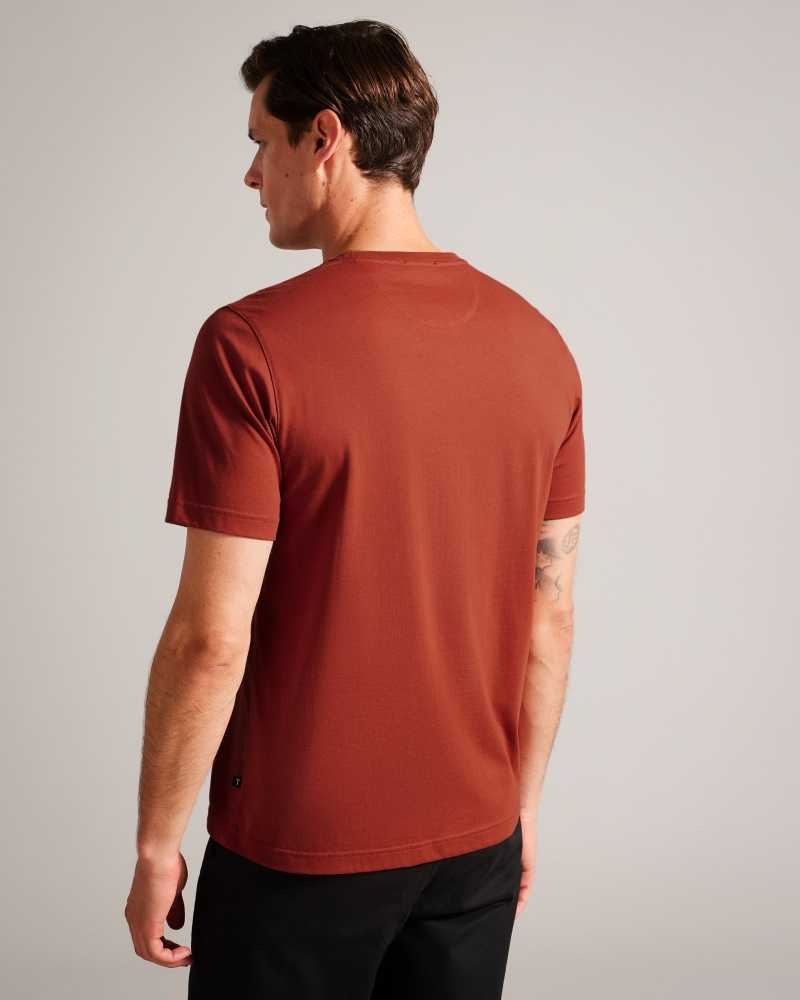 Dark Orange Ted Baker Tywinn Short Sleeve Regular Fit Plain T-shirt | US0000884