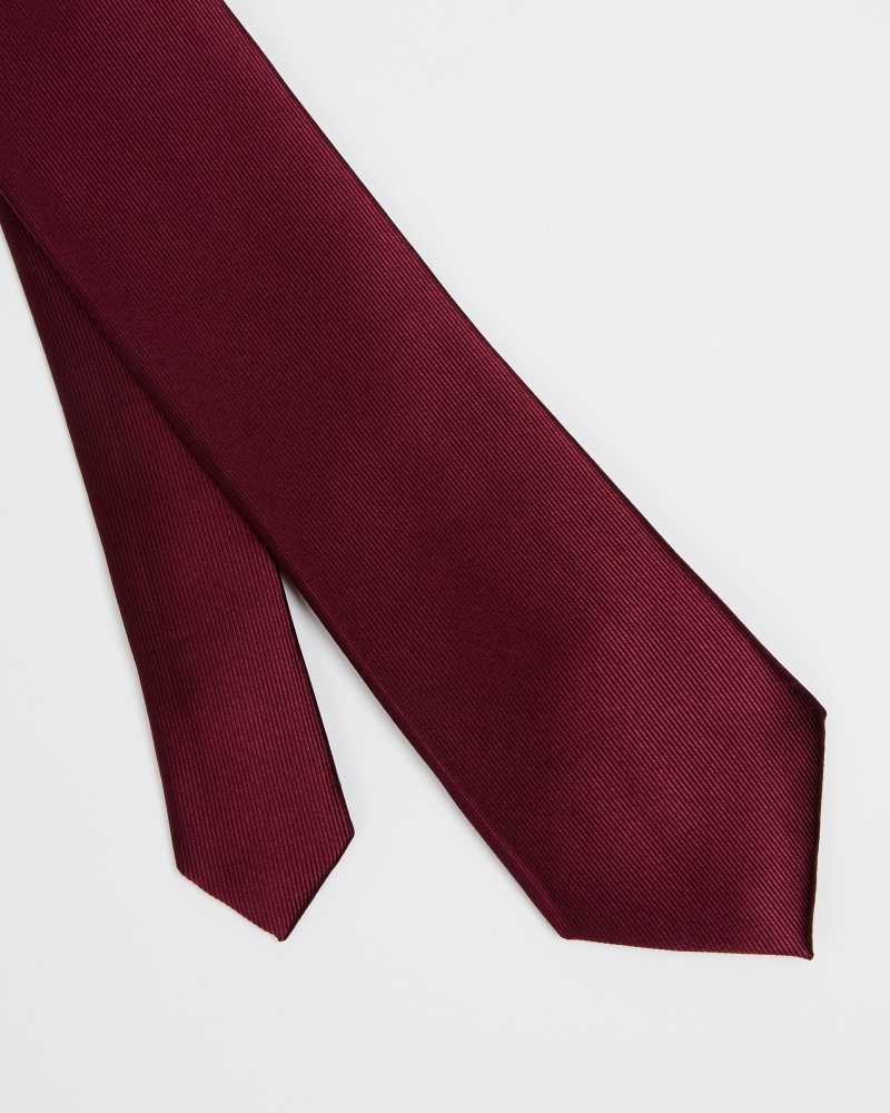 Dark Red Ted Baker Blula Twill Silk Tie | US0002017