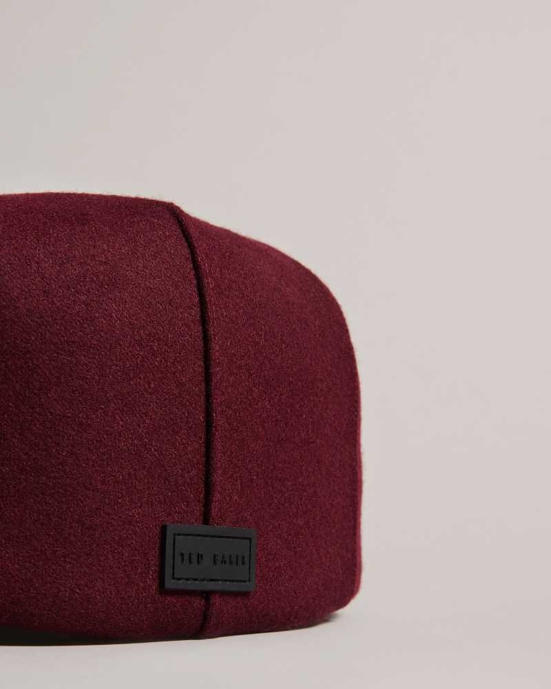 Dark Red Ted Baker Jamessa Wool Blend Flat Cap Hats | US0001719