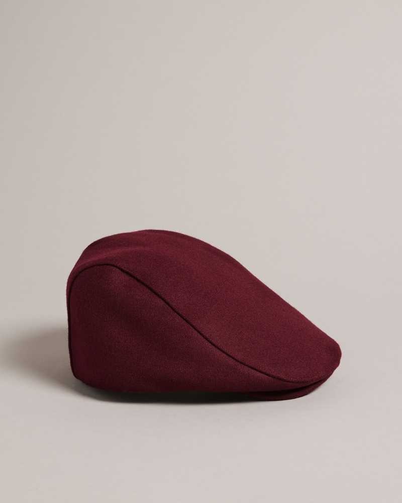 Dark Red Ted Baker Jamessa Wool Blend Flat Cap Hats | US0001719