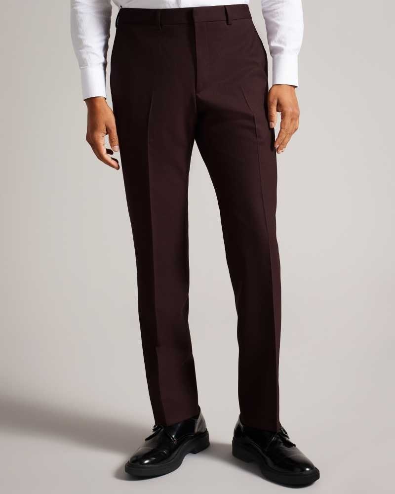 Dark Red Ted Baker Keelst Slim Fit Wool Blend Trousers | US0000724