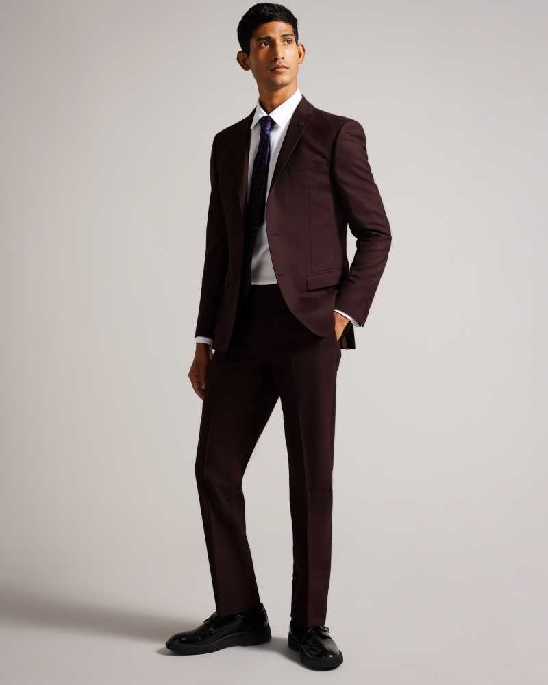 Dark Red Ted Baker Keelst Slim Fit Wool Blend Trousers | US0000724