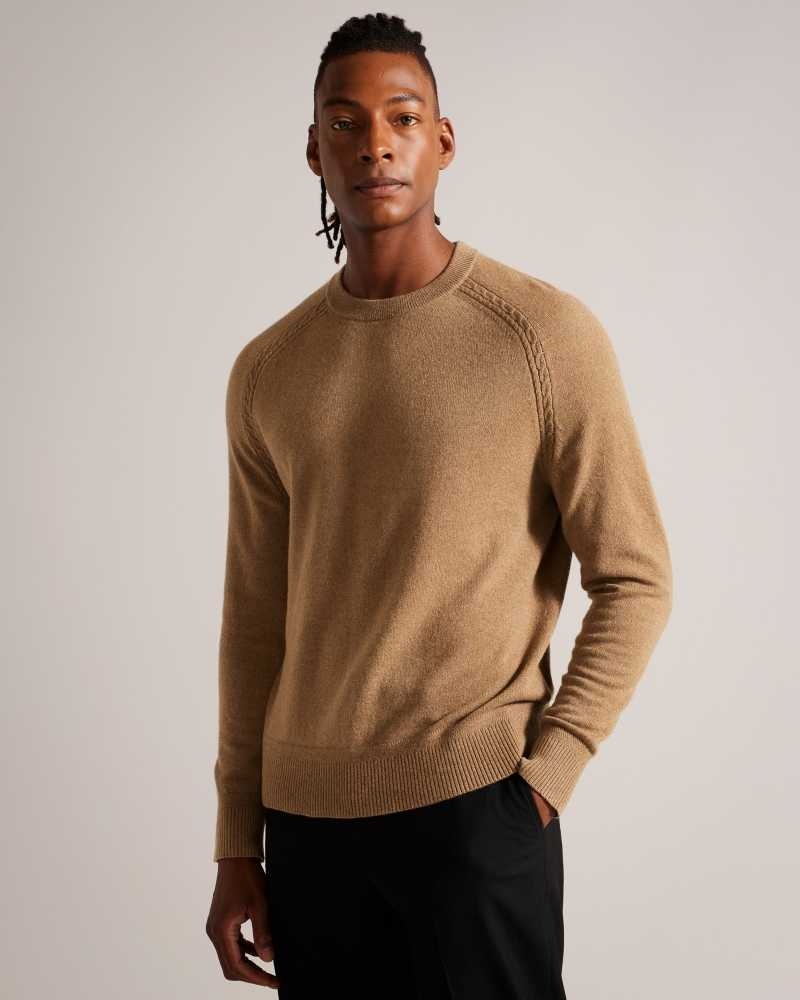 Dark Tan Ted Baker Glant Pure Cashmere Jumper | US0000388