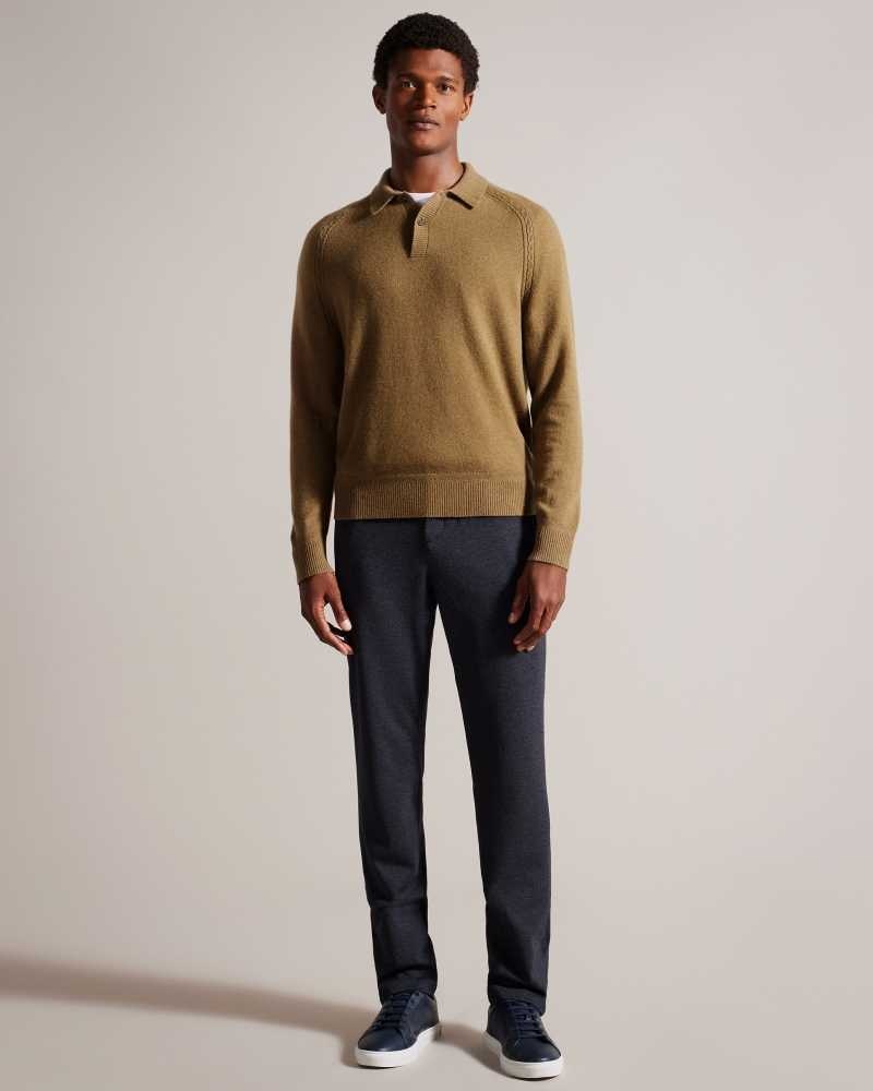 Dark Tan Ted Baker Karolt Cashmere Polo Neck Jumper | US0000328