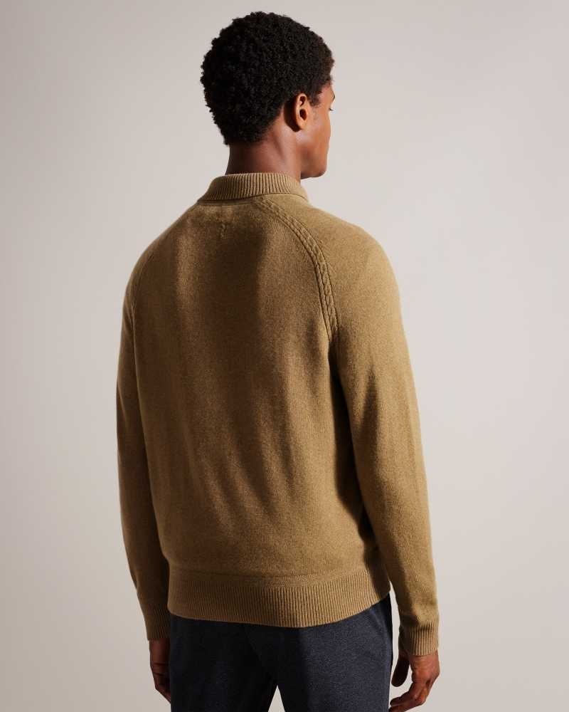 Dark Tan Ted Baker Karolt Cashmere Polo Neck Jumper | US0000328