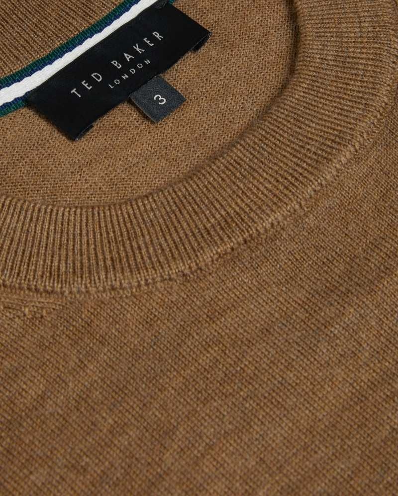 Dark Tan Ted Baker Senti Short Sleeve Knitted T-Shirt | US0000429