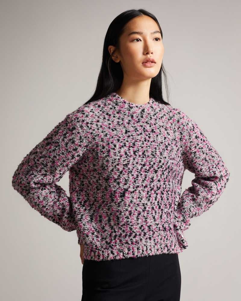 Deep Pink Ted Baker Bbetsy Engineered Cropped Jumper | US0000363