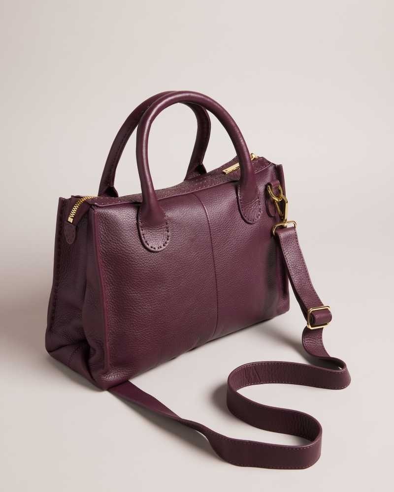 Deep Purple Ted Baker Hickory Stitching Detail Wide Tote Bag | US0001293