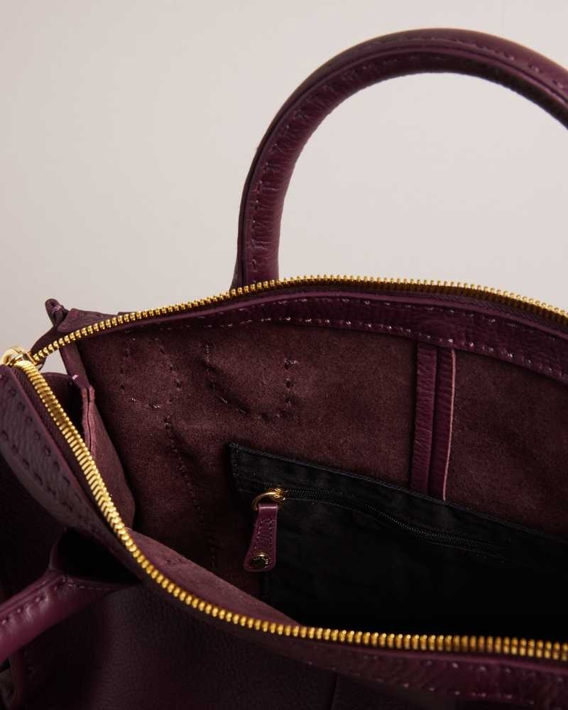 Deep Purple Ted Baker Hickory Stitching Detail Wide Tote Bag | US0001293