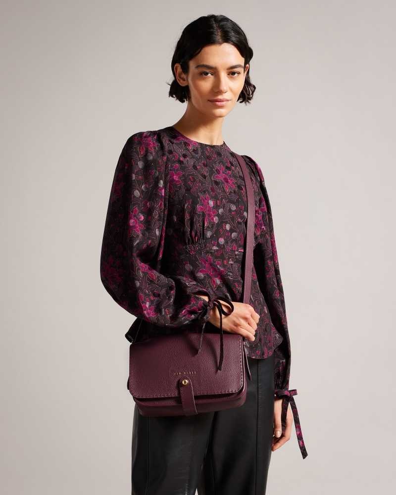 Deep Purple Ted Baker Markun Leather Crossbody Bag | US0001333