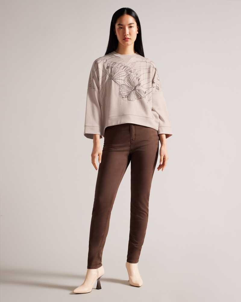 Dusky Pink Ted Baker Carmile Wide Sleeve Butterfly Sweatshirt | US0000973