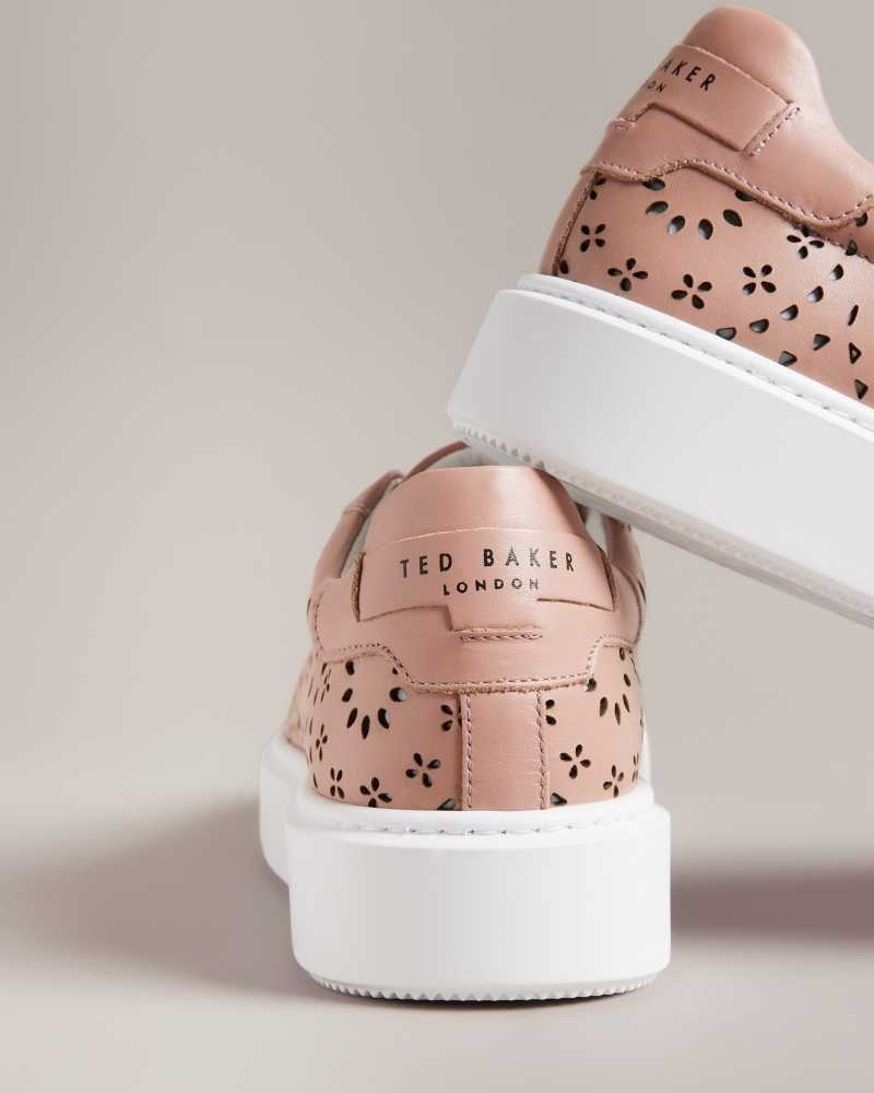 Dusky Pink Ted Baker Cwisp Laser Cut Platform Sneakers | US0002188