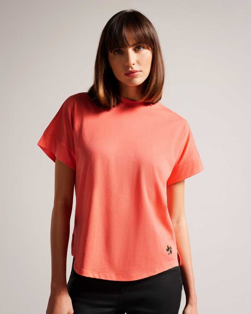 Dusky Pink Ted Baker Erisana Easy Fit Grown Up Sleeve Tee | US0001029