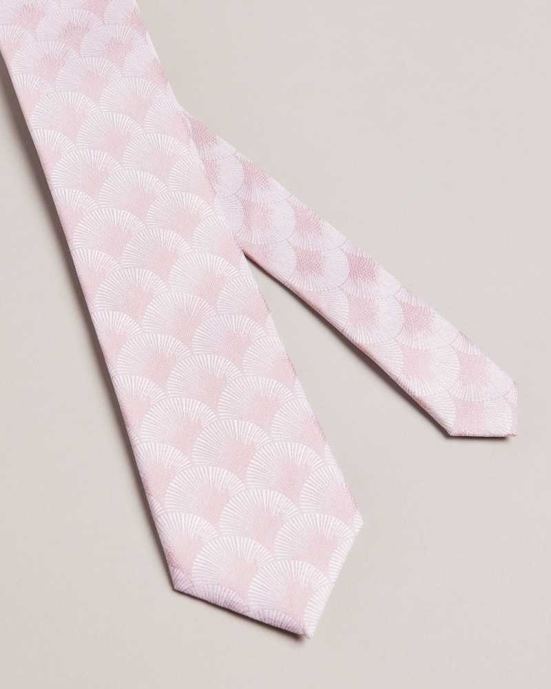 Dusky Pink Ted Baker Herro Fan Jacquard Tie | US0002015