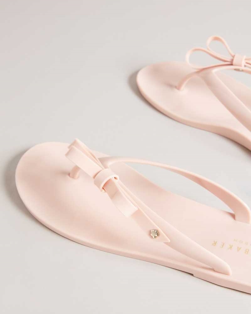 Dusky Pink Ted Baker Jassey Bow Flip Flops | US0002082