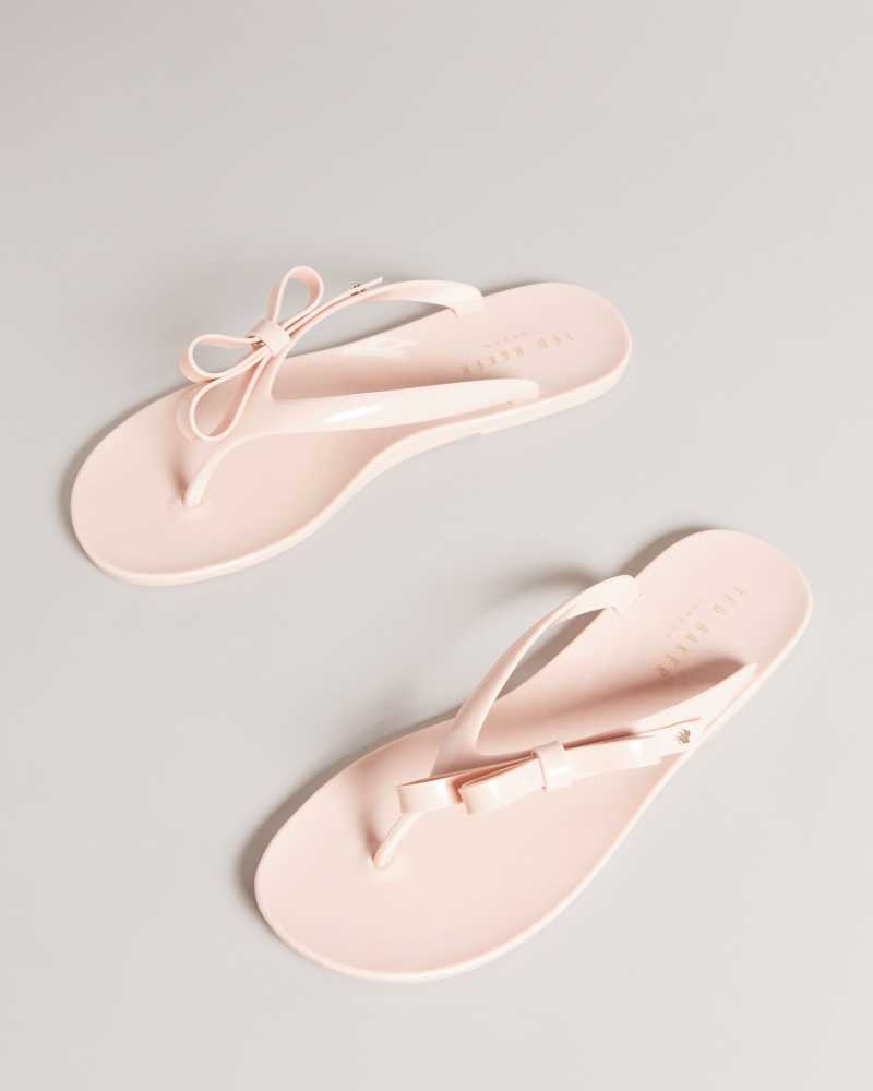 Dusky Pink Ted Baker Jassey Bow Flip Flops | US0002082