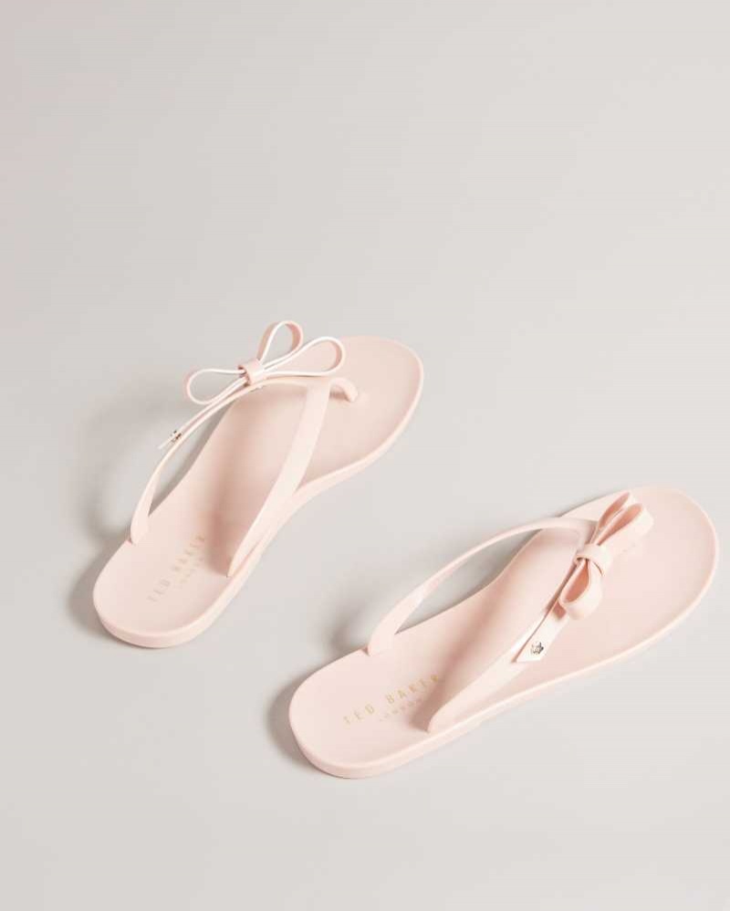 Dusky Pink Ted Baker Jassey Bow Flip Flops | US0002082