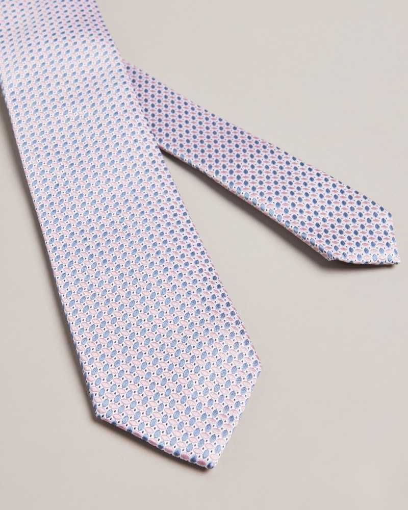 Dusky Pink Ted Baker Laertes Silk Lattice Tie | US0002014