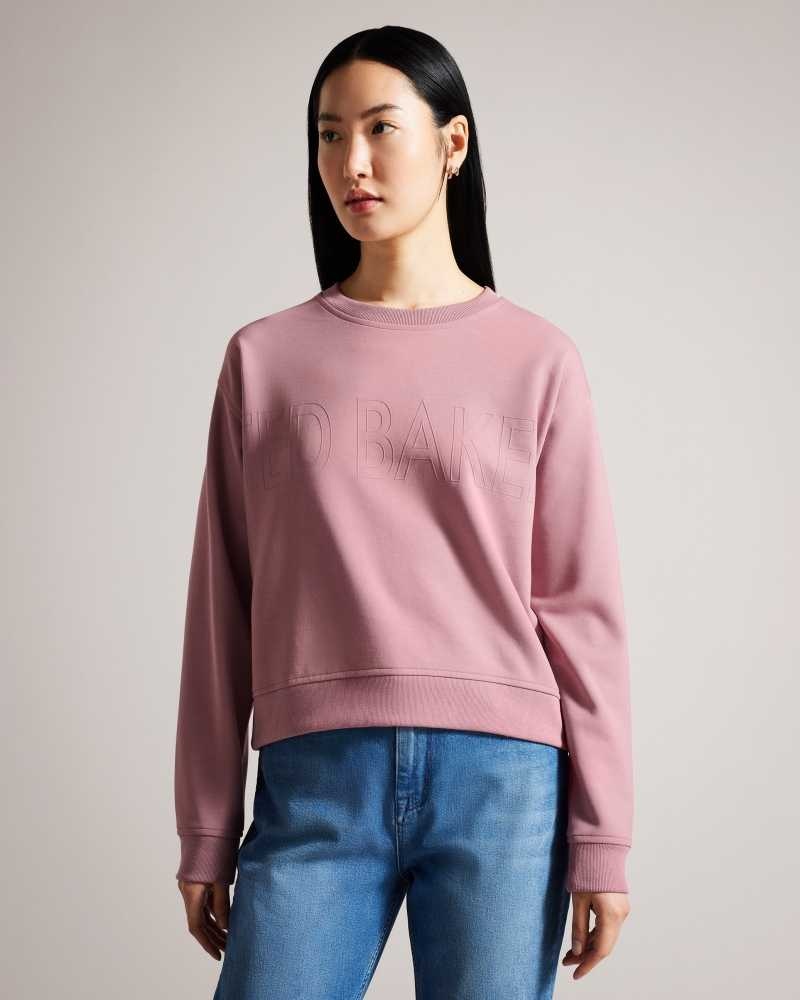 Dusky Pink Ted Baker Lorito Logo Sweatshirt | US0001058