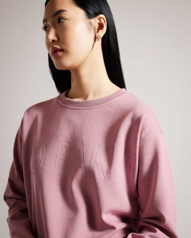 Dusky Pink Ted Baker Lorito Logo Sweatshirt | US0001058