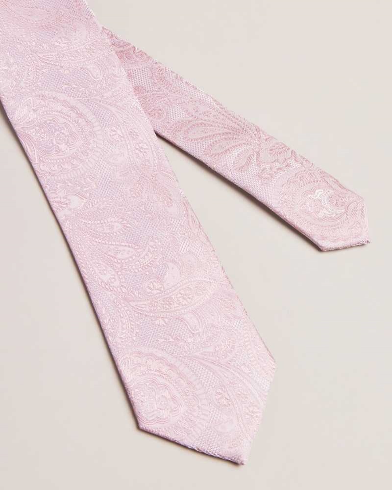 Dusky Pink Ted Baker Meews Paisley Silk Tie | US0002021