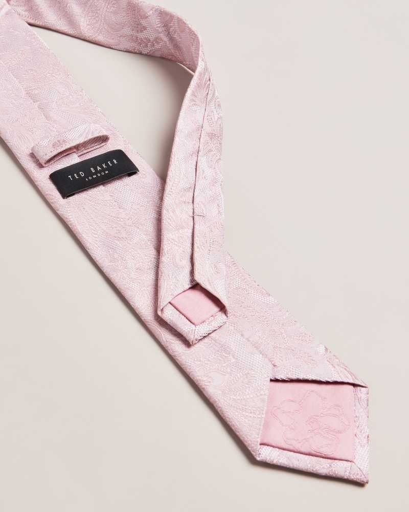 Dusky Pink Ted Baker Meews Paisley Silk Tie | US0002021