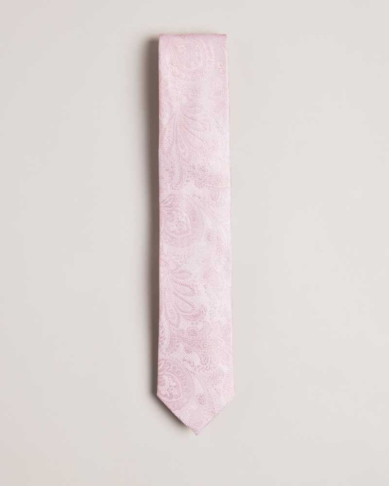 Dusky Pink Ted Baker Meews Paisley Silk Tie | US0002021