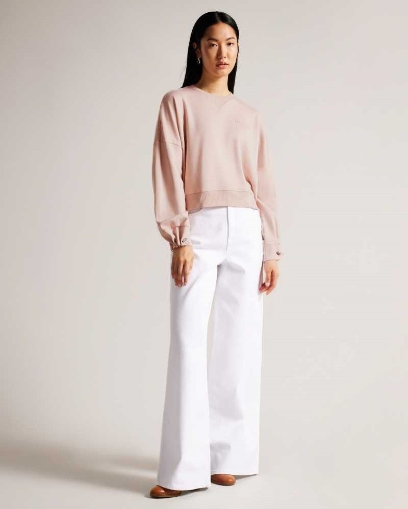 Dusky Pink Ted Baker Orietta Sweatshirt With Pleat Detail | US0000960