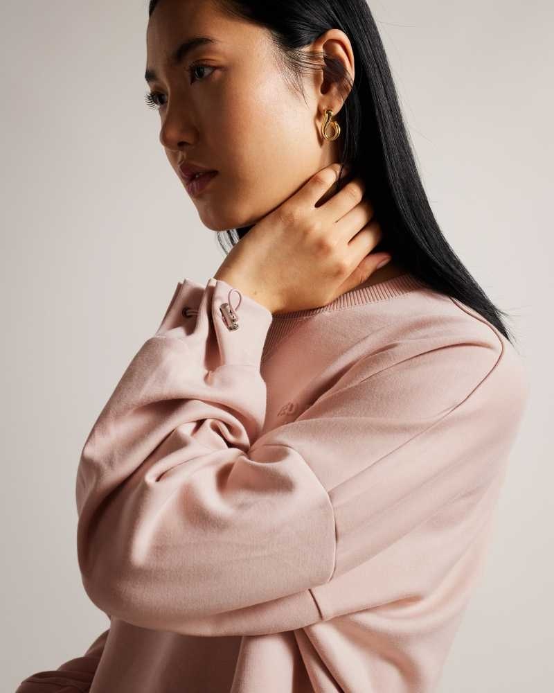 Dusky Pink Ted Baker Orietta Sweatshirt With Pleat Detail | US0000960