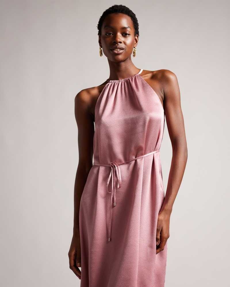 Dusky Pink Ted Baker Roxieyy Halterneck Midaxi Dresses | US0000029