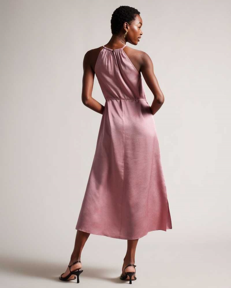 Dusky Pink Ted Baker Roxieyy Halterneck Midaxi Dresses | US0000029