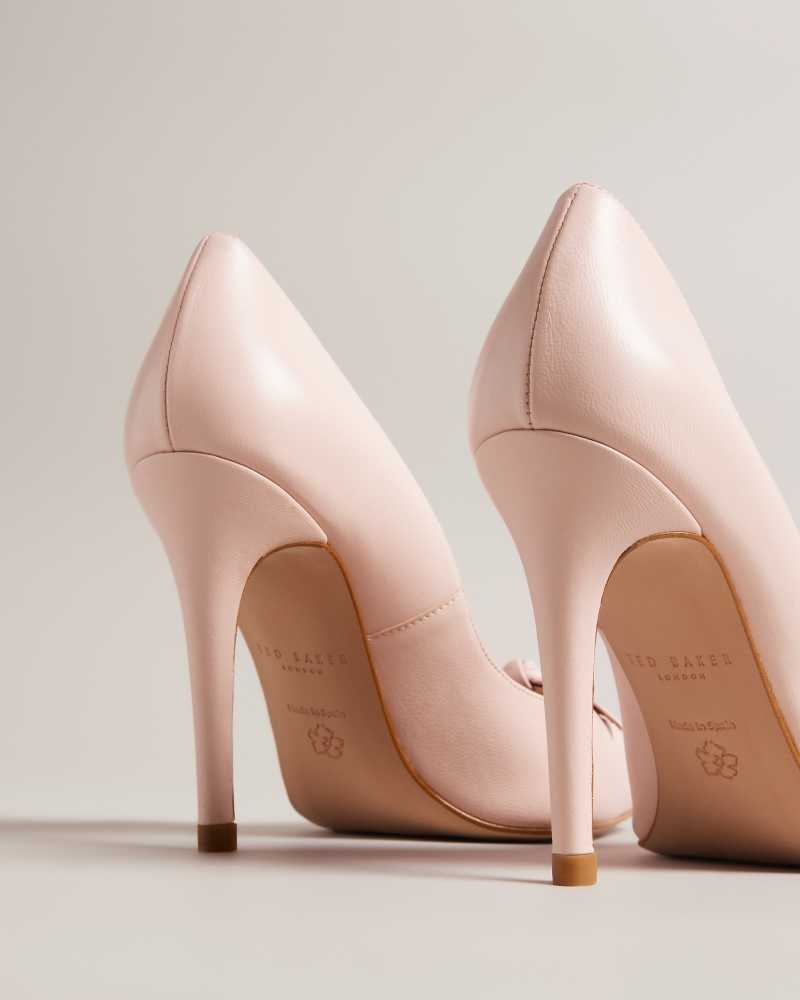 Dusky Pink Ted Baker Teliah Leather Bow Embellished Court Heels | US0002109