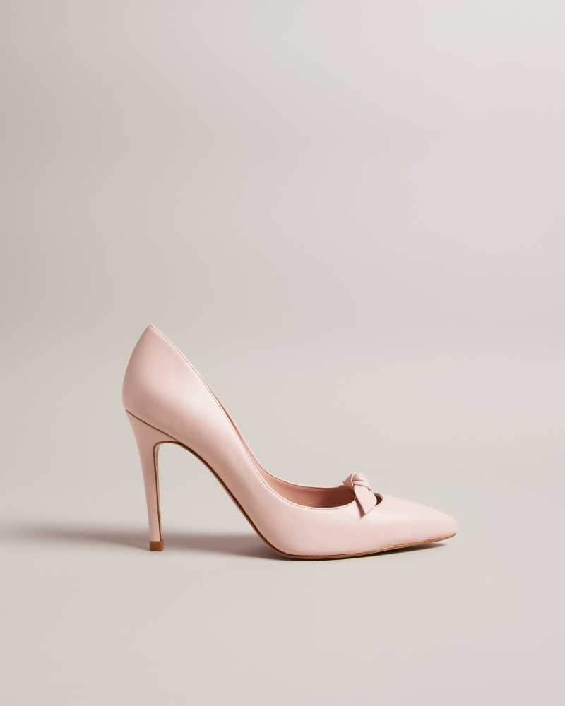 Dusky Pink Ted Baker Teliah Leather Bow Embellished Court Heels | US0002109