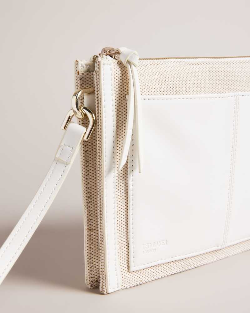 Ecru Ted Baker Aksia Canvas Crossbody Bag | US0001374