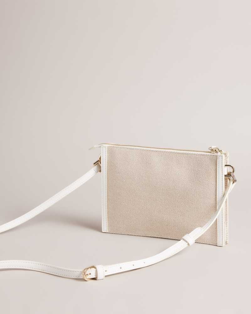 Ecru Ted Baker Aksia Canvas Crossbody Bag | US0001374