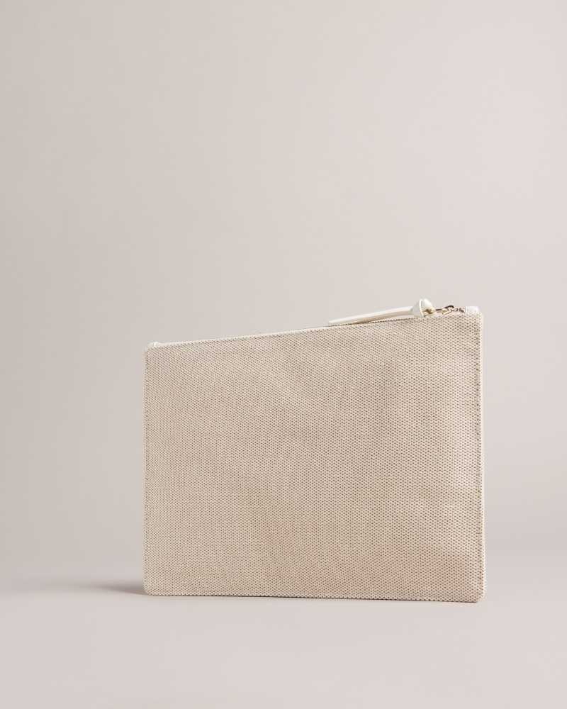 Ecru Ted Baker Aksina Canvas Pouch | US0001275