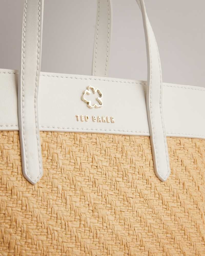 Ecru Ted Baker Blesha Magnolia Eyelet Woven Tote Bag | US0001352