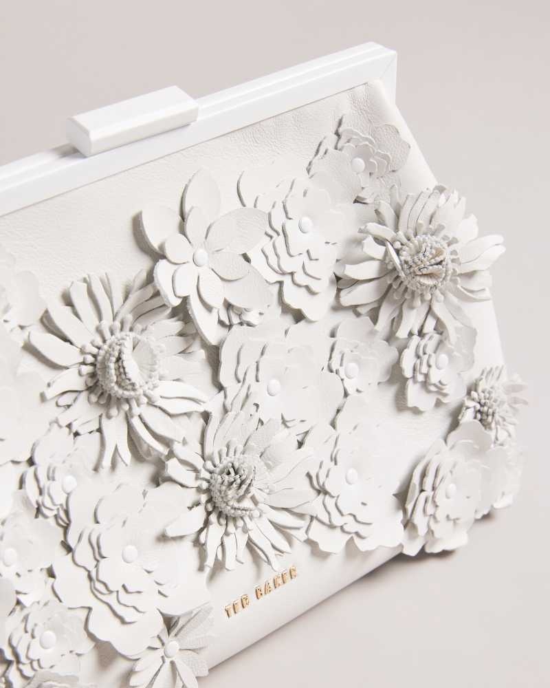 Ecru Ted Baker Felorr Applique Flower Clutch Bag | US0001274