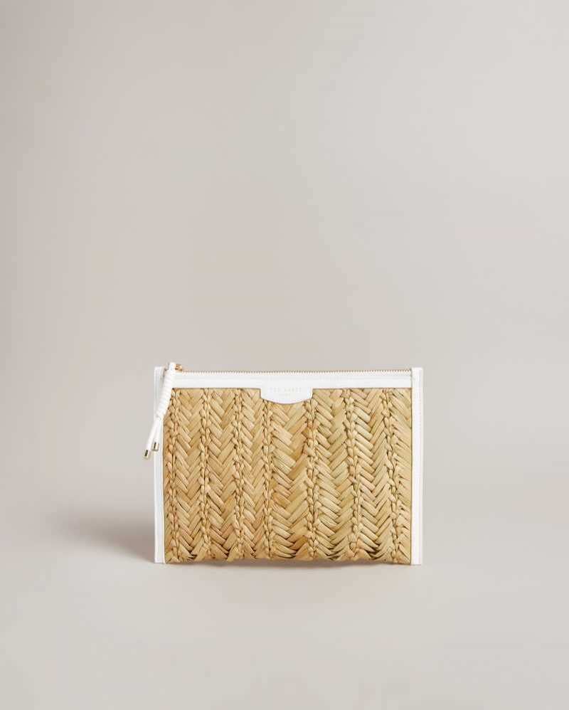 Ecru Ted Baker Ivelin Basket Weave Clutch | US0001259