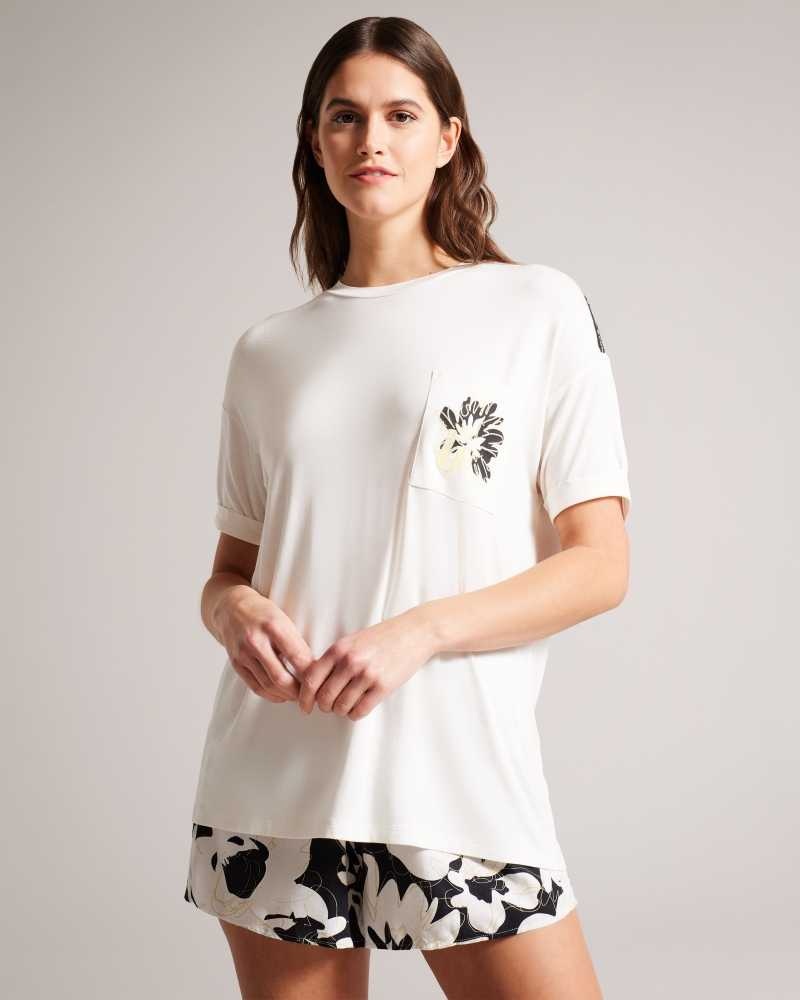 Ecru Ted Baker Mab Casual Floral Pyjama Set | US0000462