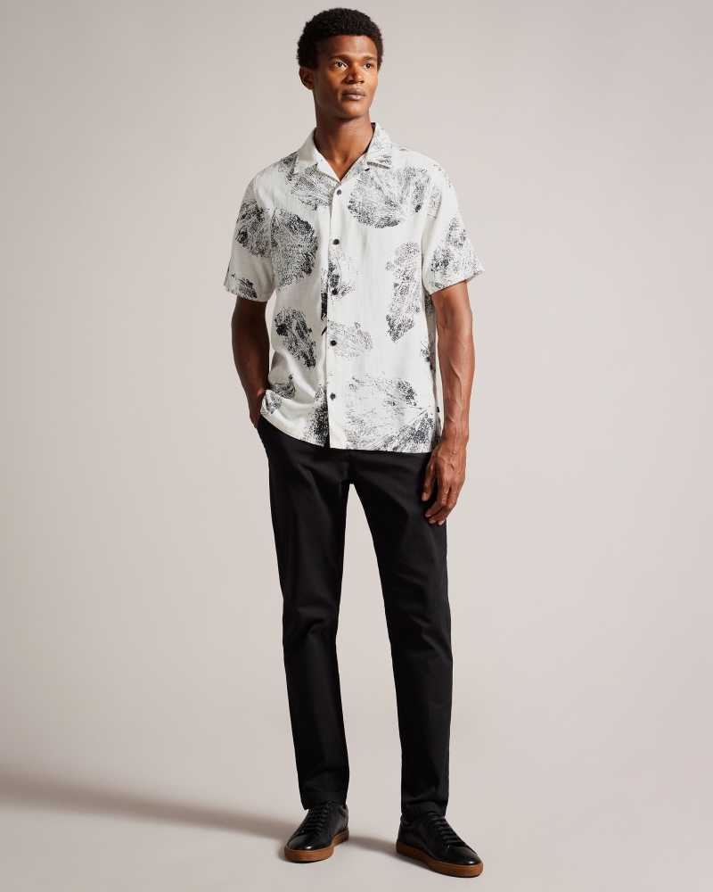 Ecru Ted Baker Rialto Photographic Leaf Print Shirt | US0000614