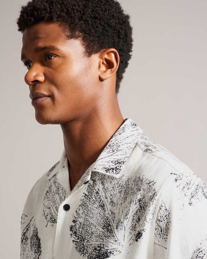 Ecru Ted Baker Rialto Photographic Leaf Print Shirt | US0000614