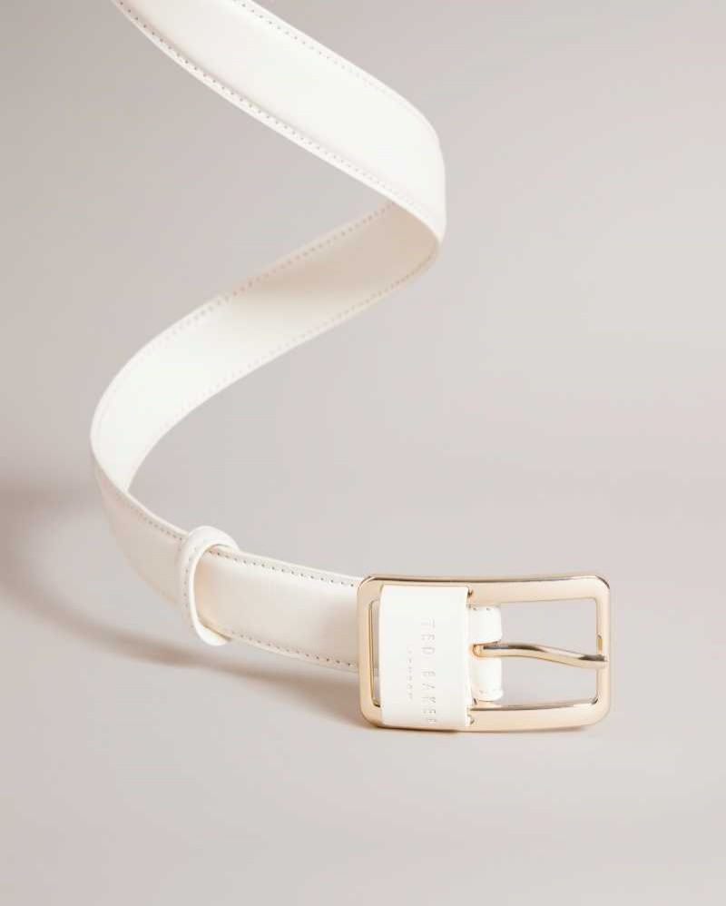 Ecru Ted Baker Saaman Leather Loop Buckle Belt | US0001605