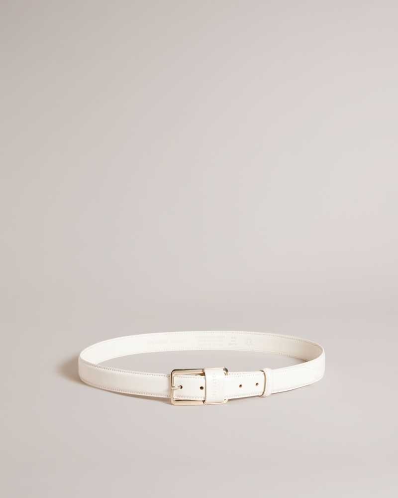 Ecru Ted Baker Saaman Leather Loop Buckle Belt | US0001605