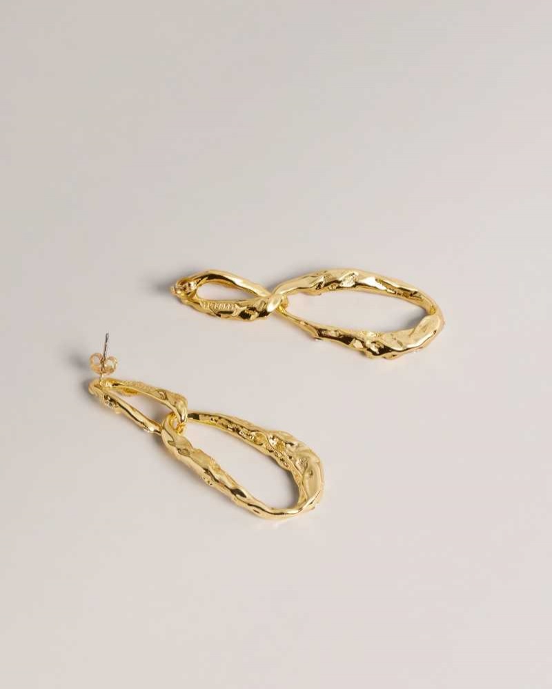 Gold Colour Ted Baker Arriao Artisan Gem Double Hoop Drop Earrings Earrings | US0001788