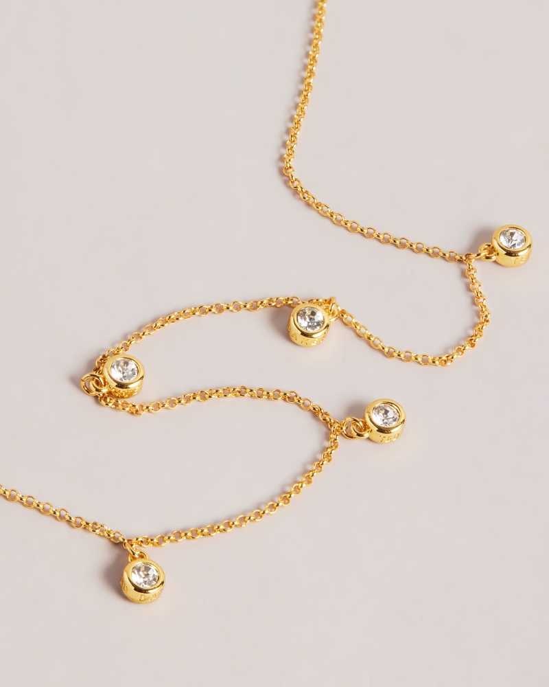 Gold Colour Ted Baker Clemmee Crystal Droplet Necklace Necklace | US0001848