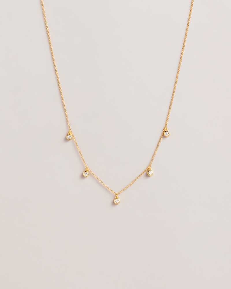 Gold Colour Ted Baker Clemmee Crystal Droplet Necklace Necklace | US0001848