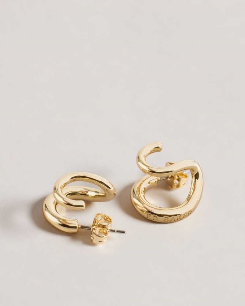 Gold Colour Ted Baker Hennriy Double Hoop Earrings Earrings | US0001819